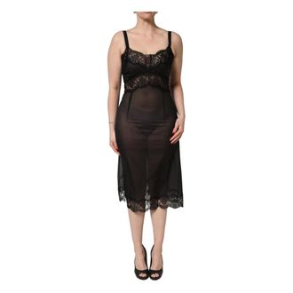 Dolce & Gabbana Midi Dresses, female, Black, Size: L Chemise Dress
