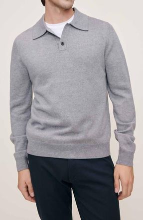 DL1961 Merino Wool Johnny Collar Polo Sweater in Grey Melange at Nordstrom, Size Xx-Large