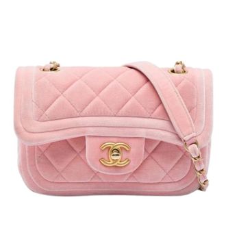 Chanel Pre-owned Velvet chanel-bags - Dames - Pre-owned - Roze - Maat: ONE Size Velours