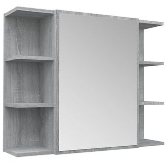 vidaXL Armario De Espejo Ba&ntilde;o Contrachapada Gris Sonoma 80x20,5x64 Cm Vidaxl