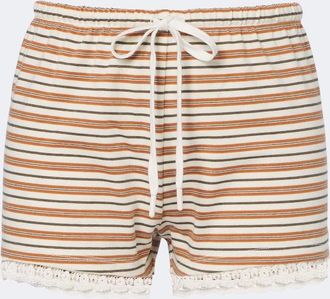 Poss&eacute; Shorts Maeve de algod&oacute;n a rayas con encaje
