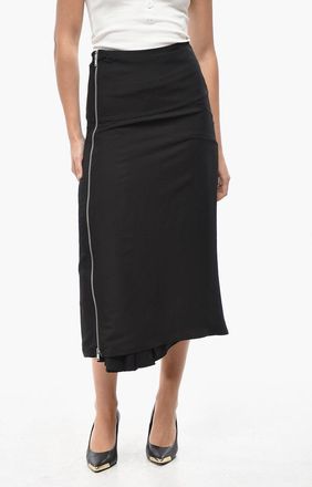 Jil Sander Gonna Midi in Doppio Tessuto con Full Zip Laterale Jil Sander