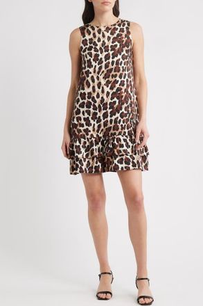 Anne Klein Leopard Print Sleeveless Minidress in Ivory Shell Multi at Nordstrom, Size 14
