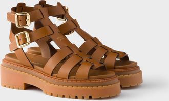 Prada Leather sandals with ankle straps