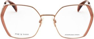 Rag & Bone Ladies Gold Tone Rectangular Eyeglass Frames RNB3079/G