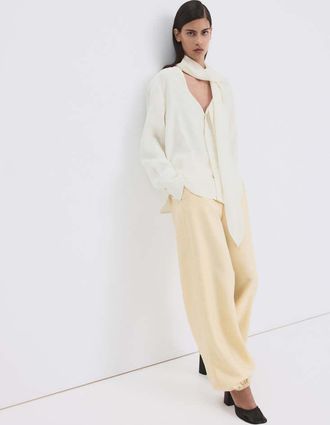 Mango Blusa foulard collo grezzo - Donna - S - MANGO