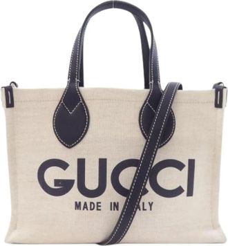 Gucci Pre-owned Tote Bags, female, Beige, Size: ONE SIZE Pre-owned Canvas Tote Bag