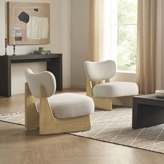 Castlery Solange White Boucle Armchair Set of 2 for Women by Castlery