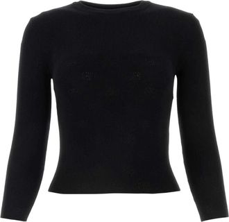 Balenciaga Truien & Vesten, Dames, Zwart, M, Wol, L/S Cropped Sweater
