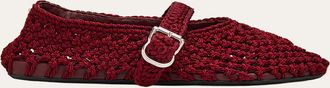 Alaia Knotted Satin Mary Jane Ballerina Flats