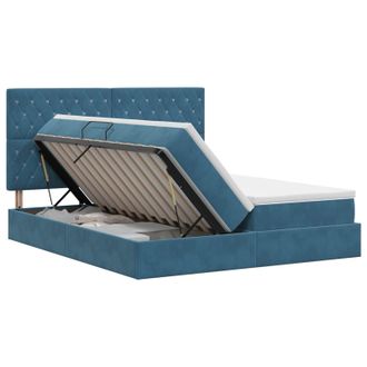 vidaXL Cama Con Almacenamiento Azul Oscuro 200 X 200 Cm Terciopelo Vidaxl