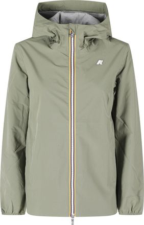 K-Way Green Marguerite Stretch Poly Jersey Waterproof Polyester Jacket
