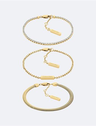 Calvin Klein Womens Trio Bracelet Set - Metallic - OS