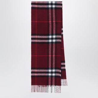 Burberry Sciarpa bordeaux in cashmere con motivo Check