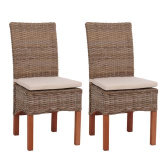Hhg Hhg - Nunca Usado] Lote De 2 Sillas De Comedor Silla De Mimbre Silla M44, Rat&aacute;n Kubu, Con Coj&iacute;n De Asiento