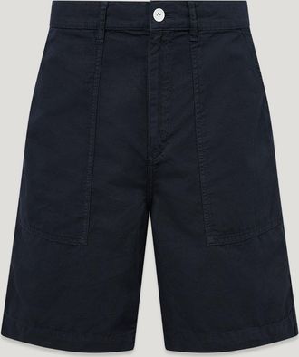 Belstaff Pantal&oacute;n Corto Maritime Para Hombre Lino De Algod&oacute;n Te&ntilde;ido En Prenda Tinta Oscura 30
