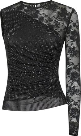 Self Portrait Top con strass - Nero