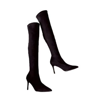 Generic Womens Over The Knee Tassel Stiletto Knee High Stretch Boots Pointed Toe Shoes