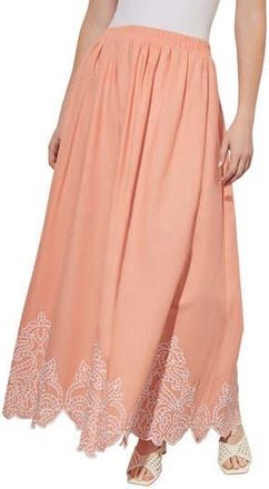 Ming Wang Embroidered Maxi Skirt in Coral Sand/White at Nordstrom Rack, Size Medium