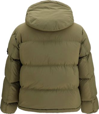 Stone Island Mens Down Jacket Detachable Hood Military Green Polyamide