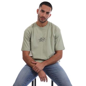 HUGO BOSS Heren Logo Katoen Crew Neck T-shirt (Groen)