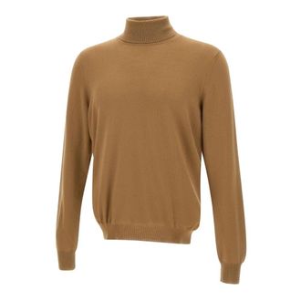 Gran Sasso Merino Wol Coltrui Trui Kameel - Heren - Coltruien - Bruin - L - Wol - Truien & Vesten