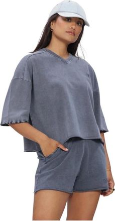 ALIX The Label Alix The Label, Hoodies & sweatvesten, Dames, Blauw, XS, Gebreid T-shirt met opgestikte naden