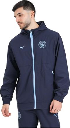 Puma Blauwe windjack Manchester City - Heren - Vesten met rits - Blauw - 2XL - Polyester - Hoodies & sweatvesten