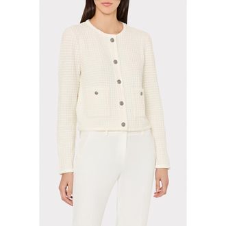 Milly Sade Textured Cardigan in Ivory at Nordstrom, Size X-Large P