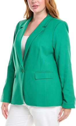 Tahari by ASL Plus Linen-Blend Blazer
