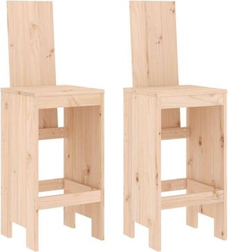 vidaXL Taburetes Altos De Cocina 2 Uds Madera Maciza Pino 40x42x120 Cm Vidaxl