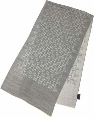 Gucci Pre-owned Scarves, female, Gray, Size: ONE SIZE Pre-owned Fabric scarves