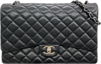Chanel Black Lambskin Maxi Double Flap Bag