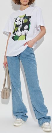 Max Mara T-shirt With Sequoia Print, Womens, White