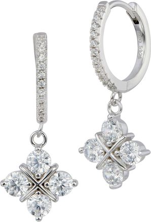 Savvy Cie Jewels STERLING SILVER.925 WHITE CZ 4 GRID DROP EARRINGS