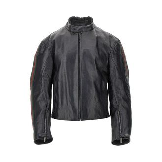 Gucci Leather biker jacket with Web details Man 52