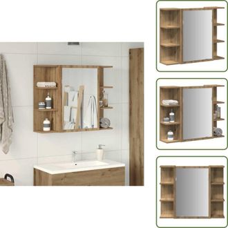 vidaXL Armadio da bagno - vidaXL Mobile da Bagno Specchio Rovere Artigianale Legno Multistrato - Armadietto con specchio