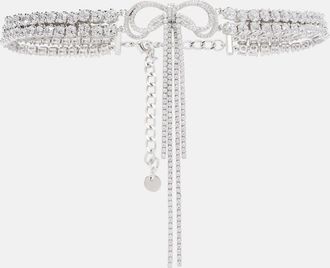 Self Portrait Bow crystal-embellished choker