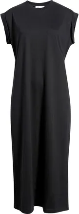 Nordstrom Muscle Sleeve Pima Cotton Jersey Maxi Dress in Black at Nordstrom, Size Xx-Large
