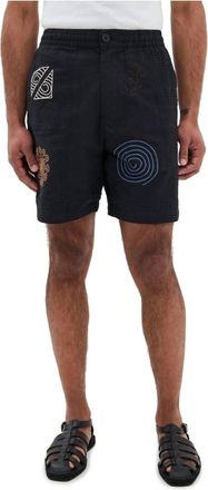 Wax London Kurt Doodle Embroidery Short In Navy