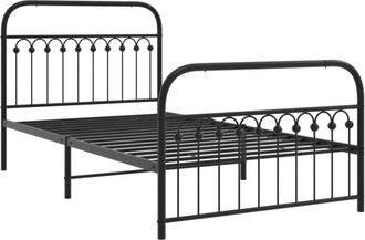 vidaXL Metal Bed Frame without Mattress with Footboard Black 107x203cm Vidaxl