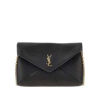 Saint Laurent Wrinkled leather pouch with chain Woman One Size