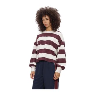 Catwalk Junkie Oversized gestreept shirt met lange mouwen - Dames - Ronde hals truien - Rood - L - Katoen - Truien & Vesten