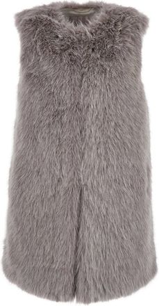 Herno Grey Sleeveless Vest With Concealed Closure On The Front In Ecofur Woman