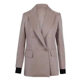 Max Mara Blazers, female, Pink, Size: S Linen and organza blazer