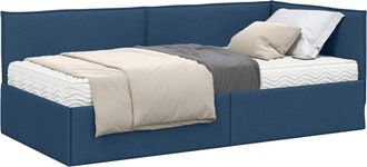vidaXL Estructura De Cama Esquina Con Colch&oacute;n 2 Uds. Azul 90 X 200 Cm Vidaxl