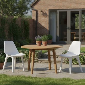 Dmora Silla De Exterior Montivilla, 2 Sillas, Peso M&aacute;ximo 120 Kg Hecho En Italia, Asiento Blanco, Blanco