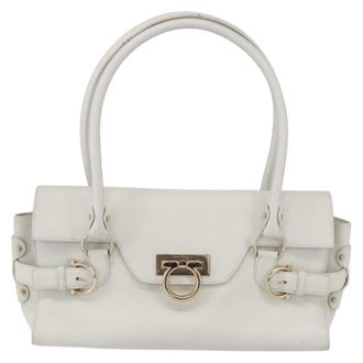 Ferragamo Gina Satchel Leather White Leather Handbag (Pre-Owned)