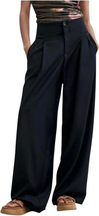 Desigual Broeken, Dames, Zwart, L, Leer, Lucia Wijde Broek
