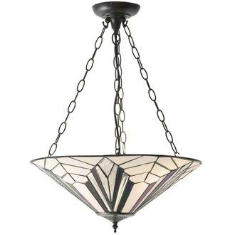 Loops Tiffany Glass Hanging Ceiling Pendant Light Dark Bronze 3 Lamp Shade i00075 in Clear